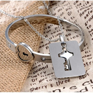 Lock & Key Couples Necklace and Bracelet