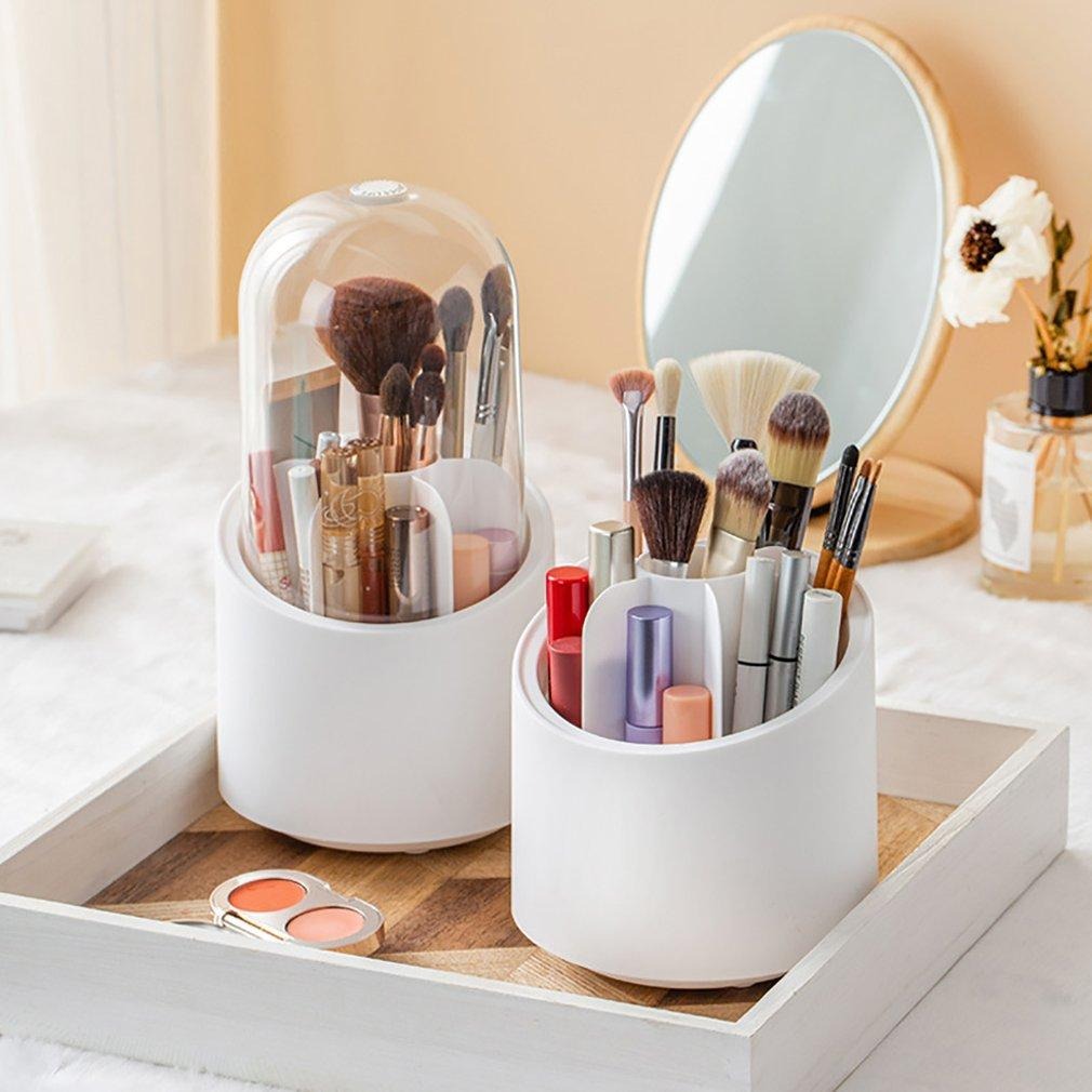 360° Rotating Makeup Organizer with Dustproof Cover