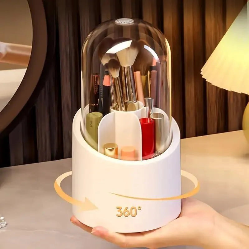 360° Rotating Makeup Organizer with Dustproof Cover