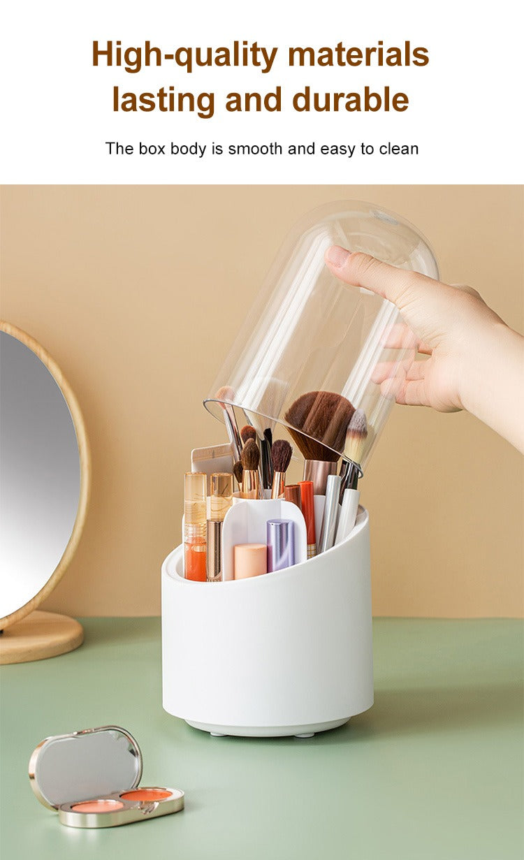 360° Rotating Makeup Organizer with Dustproof Cover