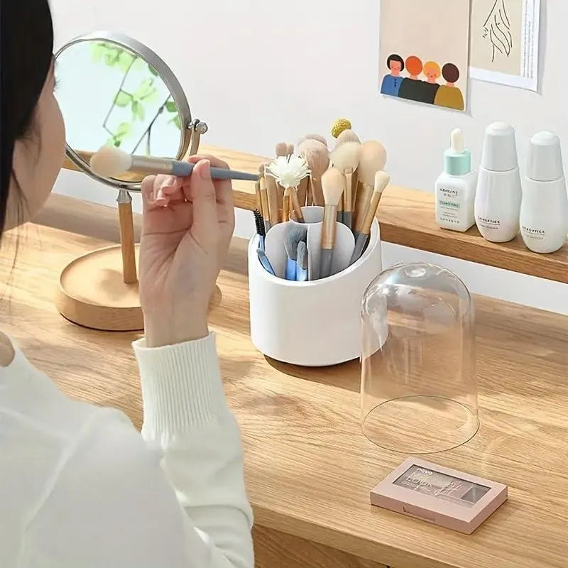 360° Rotating Makeup Organizer with Dustproof Cover