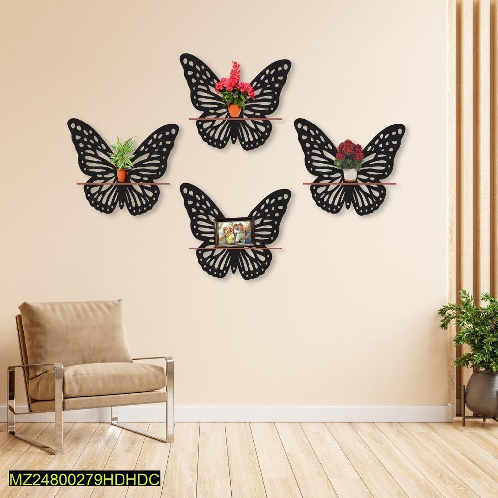 4-Piece Butterfly Wall Shelves – Decorative Floating Wall Shelf Set for Home & Bedroom