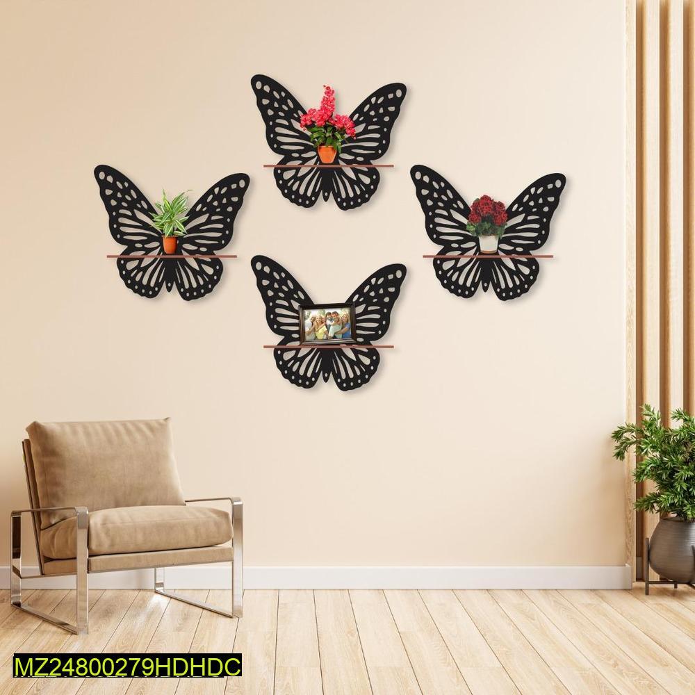 4-Piece Butterfly Wall Shelves – Decorative Floating Wall Shelf Set for Home & Bedroom