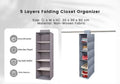 5-Layer Hanging Closet Organizer – Foldable Wardrobe Storage Shelf