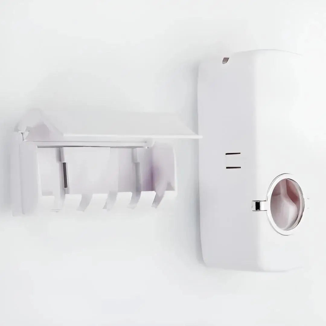 Toothpaste Dispenser & 5-Slot Toothbrush Holder – Wall Mounted