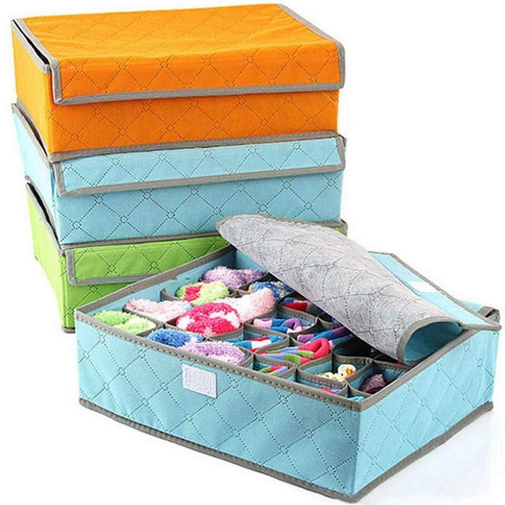 Foldable Clothes & Socks Organizer Box with Compartments and Lid