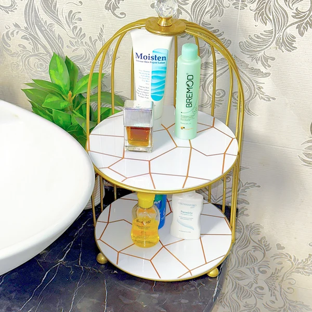 Golden Birdcage Cosmetic Display Stand