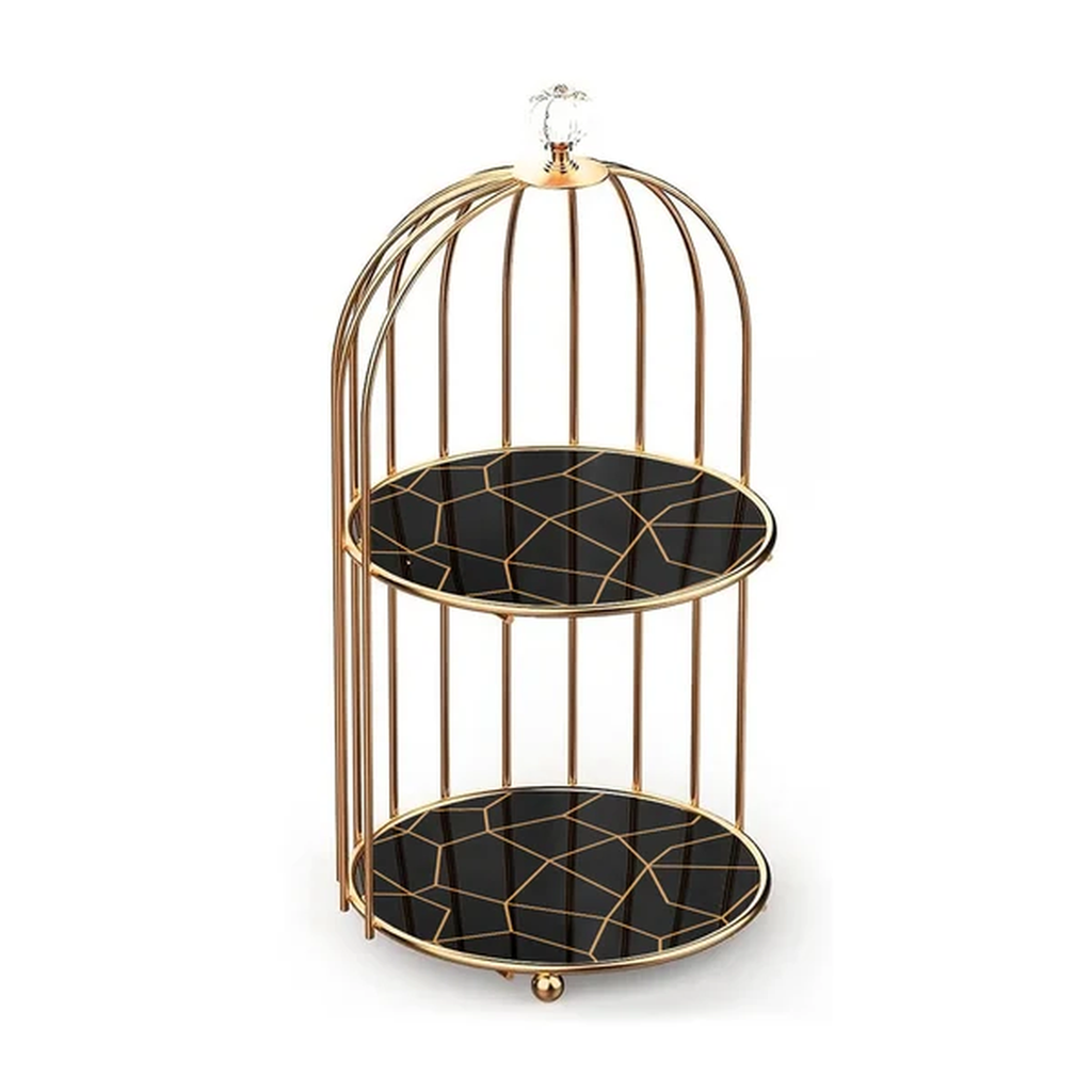 Golden Birdcage Cosmetic Display Stand