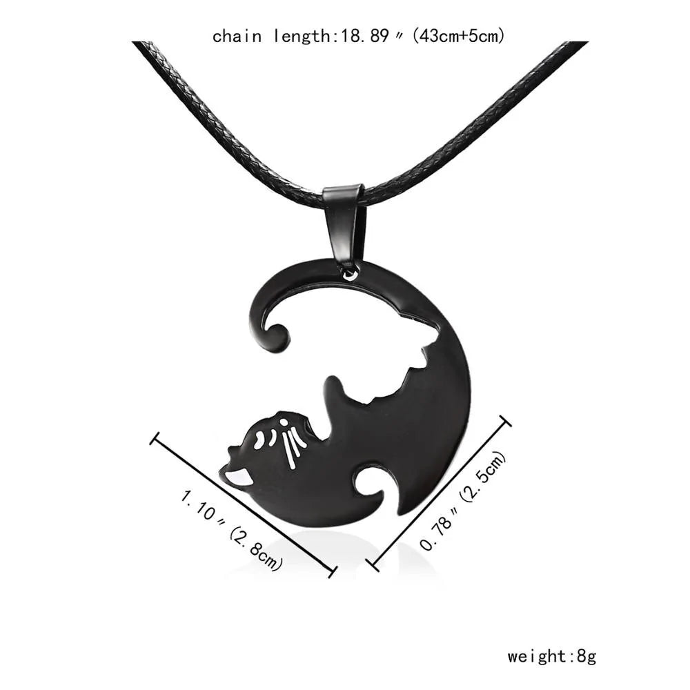 Couples Yin Yang Cat Necklace