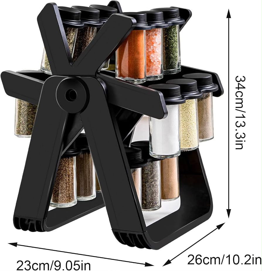 360° Rotating Ferris Wheel Spice Rack – 18 Glass Spice Jars