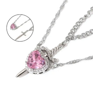 Heart & Sword Couples Necklace