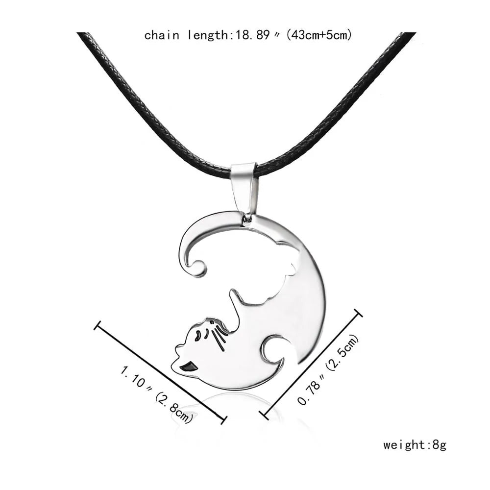 Couples Yin Yang Cat Necklace