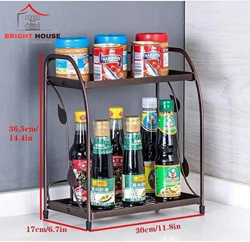 2-Tier Kitchen Storage Rack – Countertop Organizer for Spices, Sauces & Jars