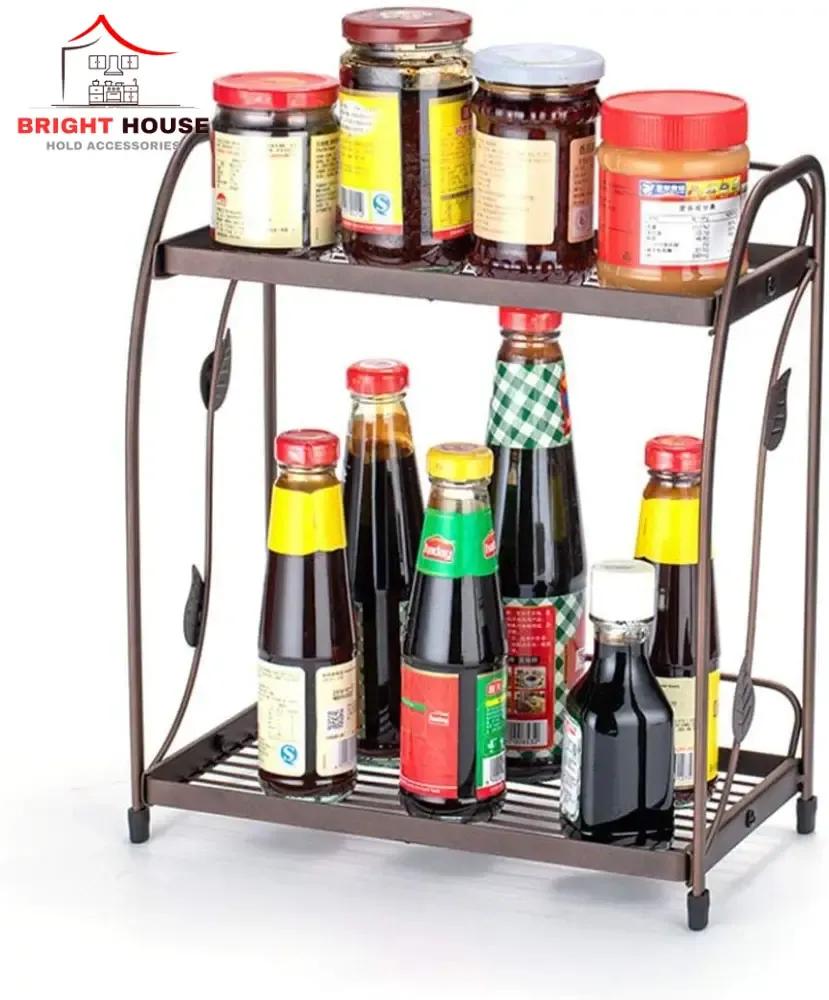 2-Tier Kitchen Storage Rack – Countertop Organizer for Spices, Sauces & Jars