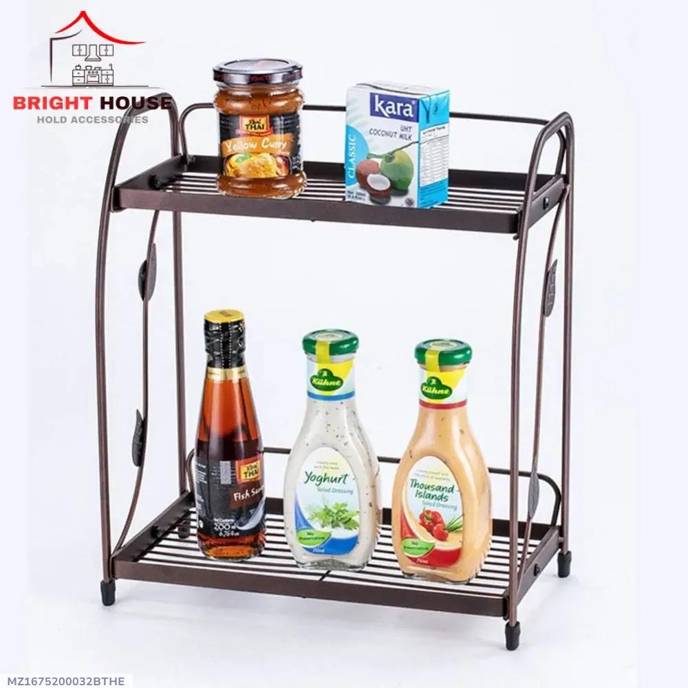 2-Tier Kitchen Storage Rack – Countertop Organizer for Spices, Sauces & Jars