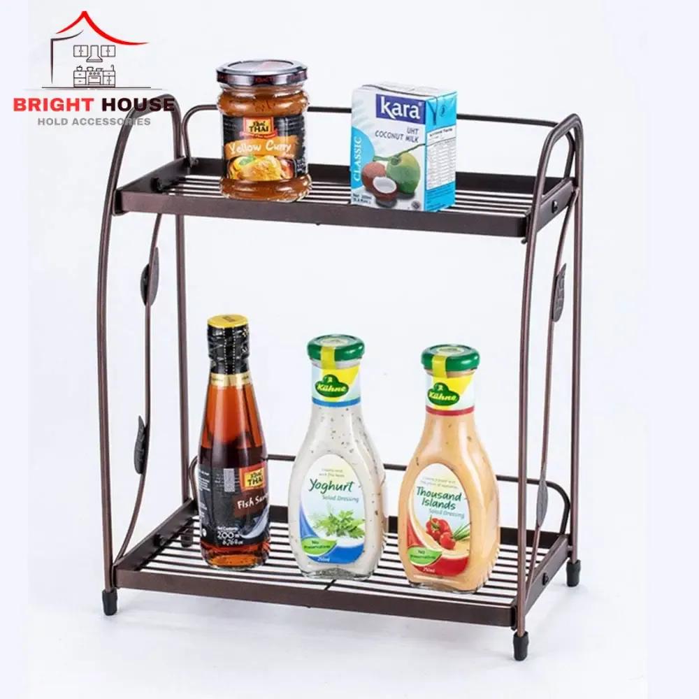 2-Tier Kitchen Storage Rack – Countertop Organizer for Spices, Sauces & Jars