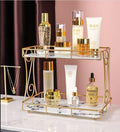 Luxury 2-Tier Gold & Marble Cosmetic Organizer