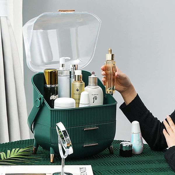Luxury Cosmetic & Skincare Organizer with Transparent Cover & Drawers