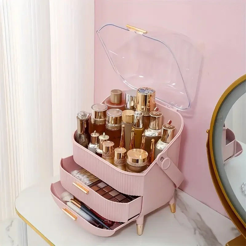 Luxury Cosmetic & Skincare Organizer with Transparent Cover & Drawers