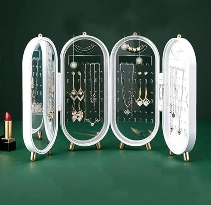 Luxury Foldable Jewelry Organizer with Mirror