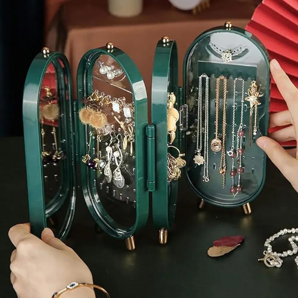 Luxury Foldable Jewelry Organizer with Mirror