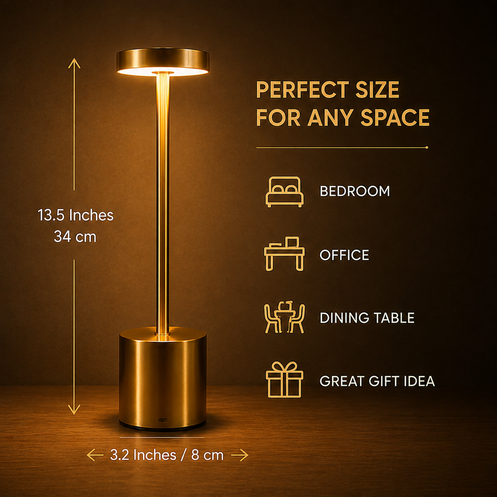 Touch Control LED Desk Lamp - Rechargeable Cordless Table Light