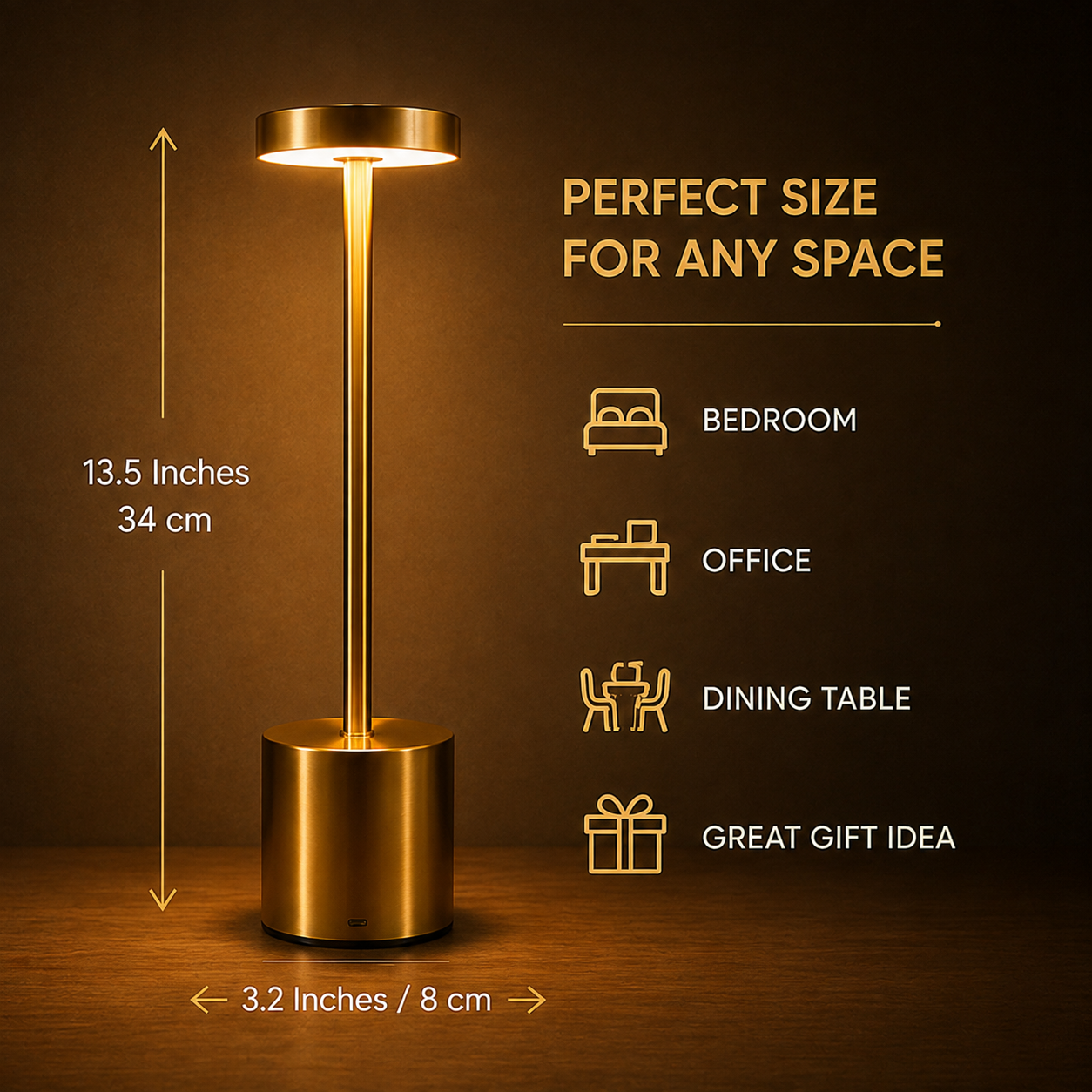 Touch Control LED Desk Lamp - Rechargeable Cordless Table Light