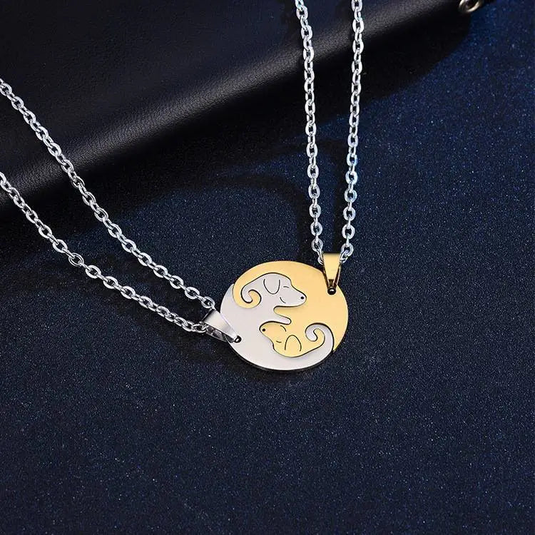 Yin Yang Dog Hug Necklaces