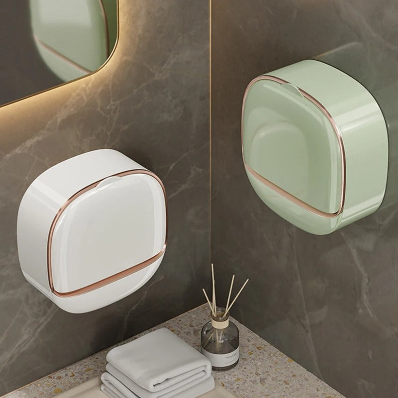 Wall Mounted Soap Dish Holder | Self-Draining Bathroom Soap Box with Storage Tray