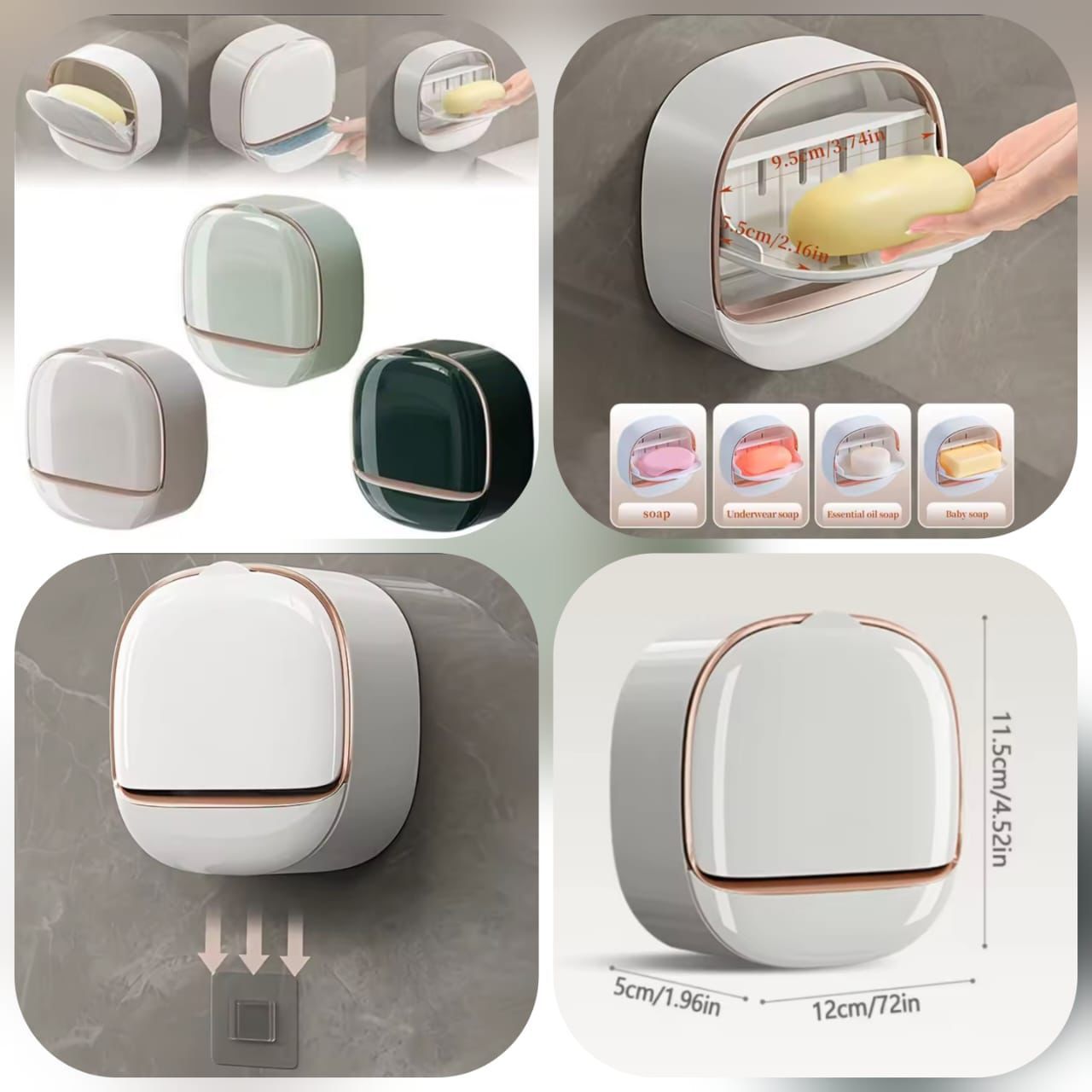 Wall Mounted Soap Dish Holder | Self-Draining Bathroom Soap Box with Storage Tray