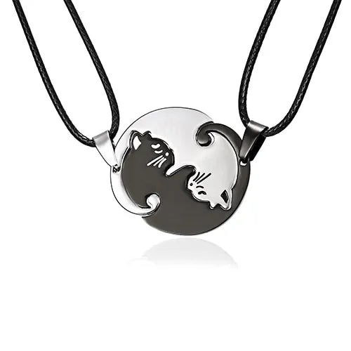 Couples Yin Yang Cat Necklace