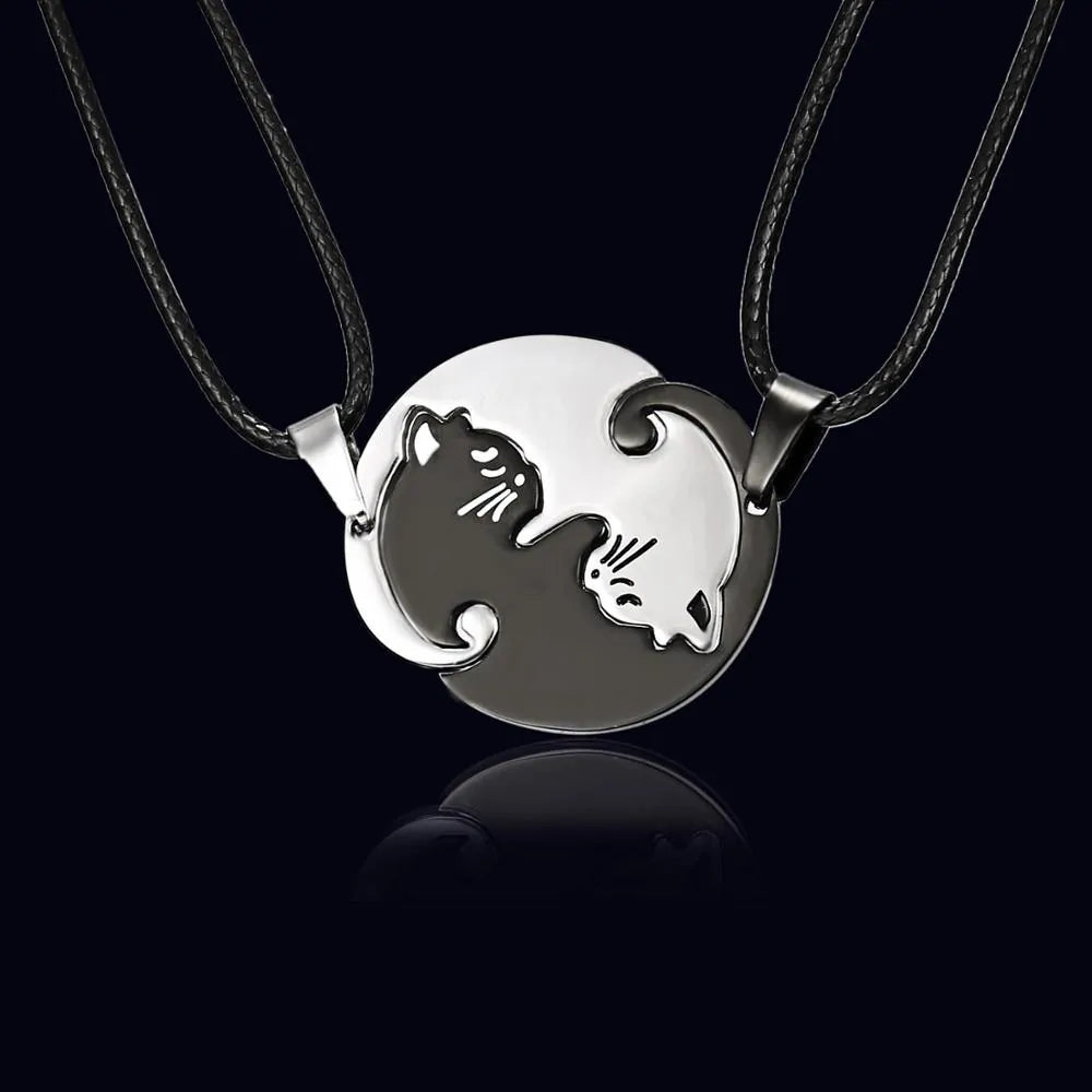 Couples Yin Yang Cat Necklace