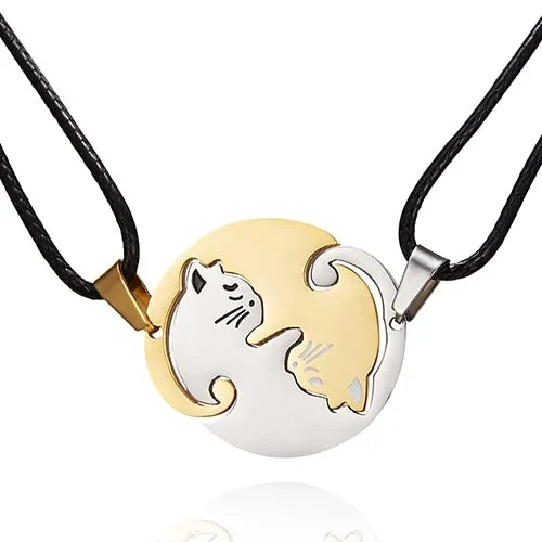 Couples Yin Yang Cat Necklace