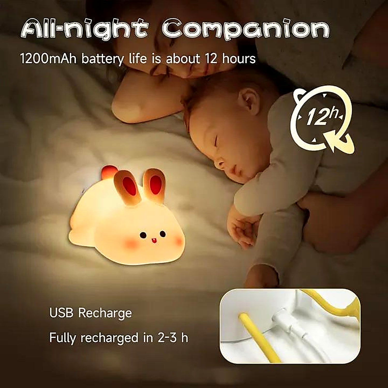 Big Face Rabbit Silicone Night Light