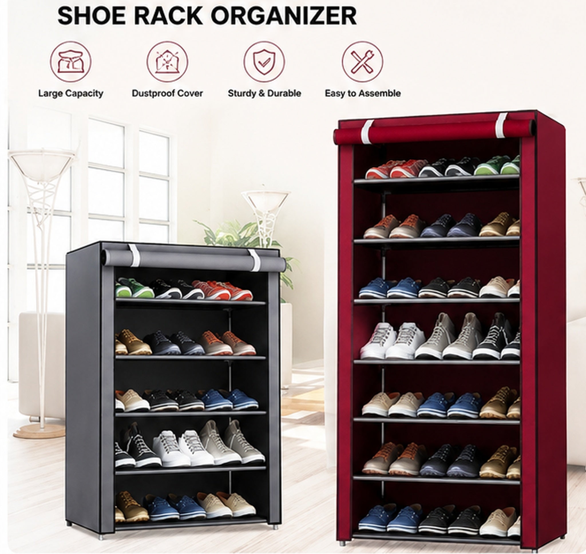 Foldable Shoe Rack Organizer - Multi Layer Dustproof Storage Cabinet